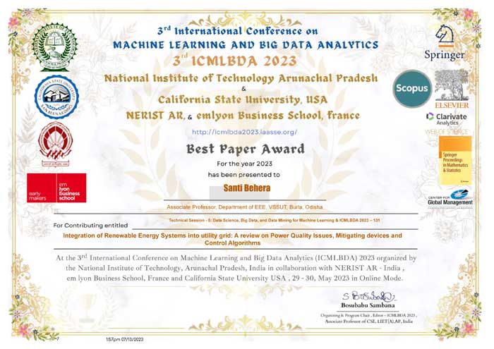 Best Paper Award 2023: Santi Behera